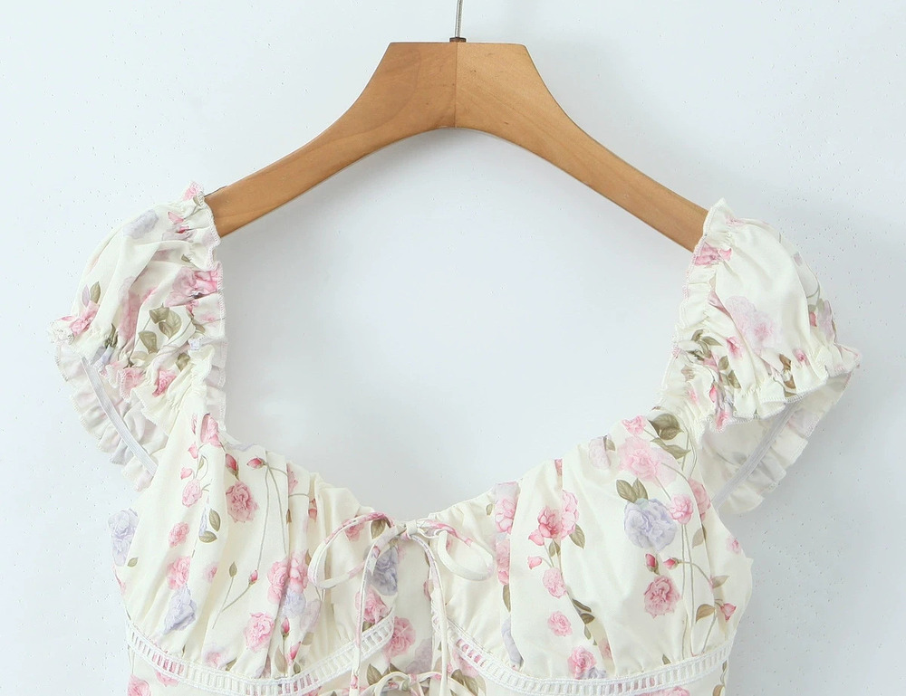Printed Smocked Back Tie Top